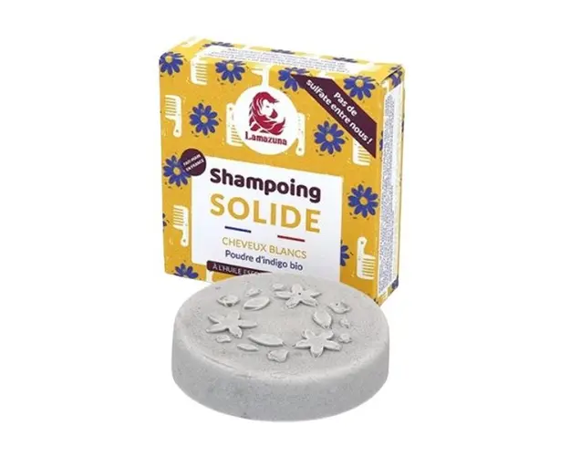 Sampon Solid pentru Par Alb sau Blond cu Pudra Organica de Indigo - Lamazuna Shamponing Solide Cheveux Blancs, 70 g