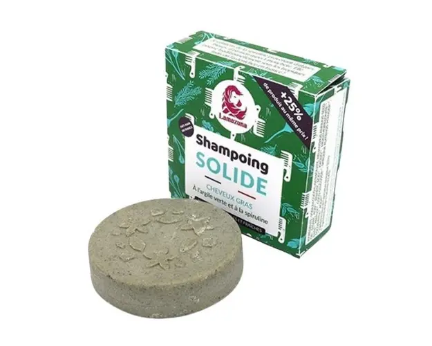 Sampon Solid pentru Par Gras Cu Argila Verde si Spirulina - Lamazuna Shamponing Solide Cheveux Gras, 70 g