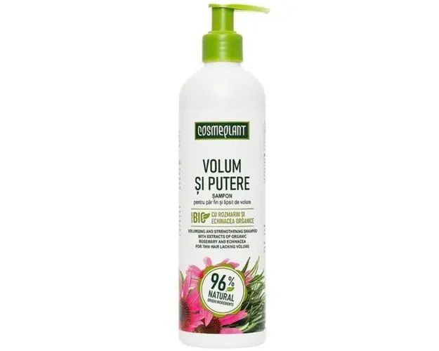 Sampon Volum si putere cu extracte de rozmarin si echinacea organice Cosmeplant, 400 ml