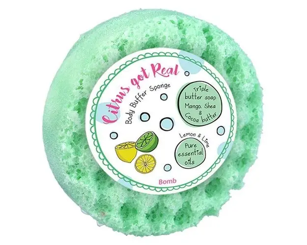 Sapun cu burete pentru masaj Citrus Got Real, Bomb Cosmetics, 200 g