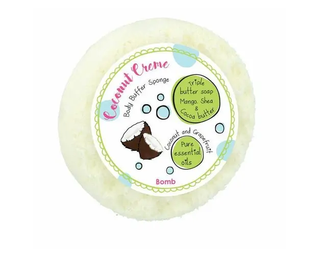 Sapun cu burete pentru masaj Coconut Creme, Bomb Cosmetics, 200 g