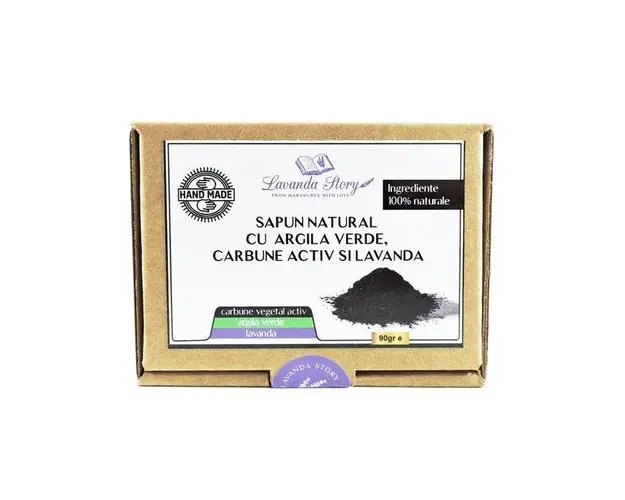 Sapun exfoliant cu argila si carbune-Lavanda Story 90 g