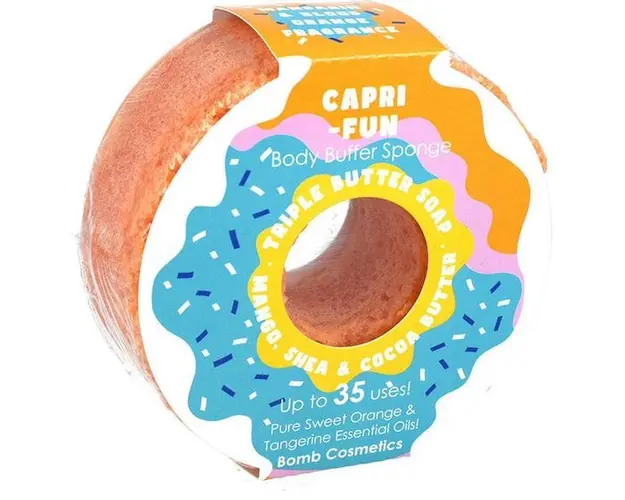 Sapun exfoliant cu burete Capri-Fun Donut Body Buffer, Bomb Cosmetics, 200 g