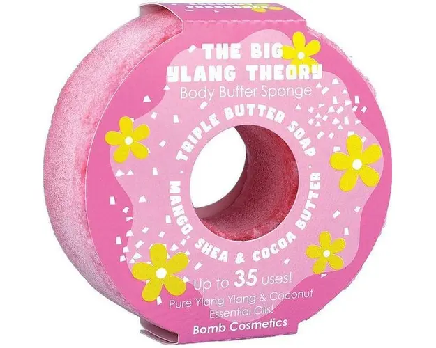 Sapun exfoliant cu burete The Big Ylang Theory Donut Body Buffer, Bomb Cosmetics, 200 g