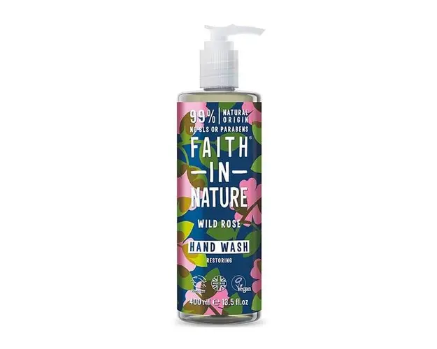 Sapun Lichid Natural Reparator cu Trandafir Salbatic - Faith in Nature Hand Wash Wild Rose Restoring, 400 ml
