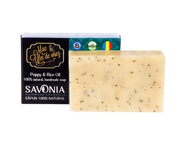 Sapun Natural cu Mac si Ulei de Orez Savonia, 90g
