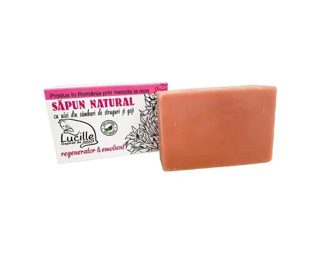 Sapun natural cu ulei din samburi de struguri si goji - regenerator &amp; emolient, Lucille, 90 g
