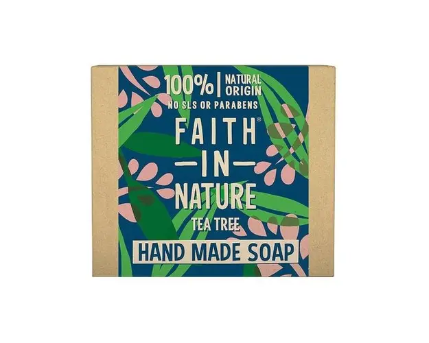 Sapun Natural Solid cu Arbore de Ceai Verde - Faith in Nature Hand Made Soap Tea Tree, 100 g