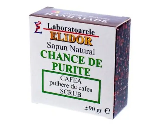 Sapun Solid curata tenul in profunzime, cu cafea si zat de cafea Chance De Purite Elidor, 90 g
