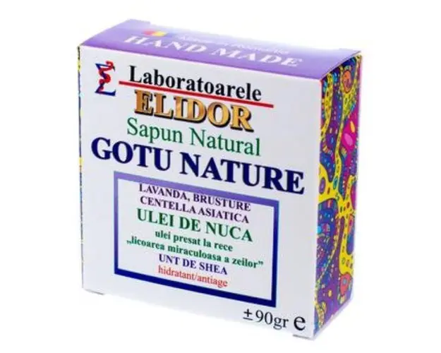 Sapun Solid hidratant,antiimbatranire cu ulei nuca,lavanda, brusture Gotu Nature Elidor, 90 g