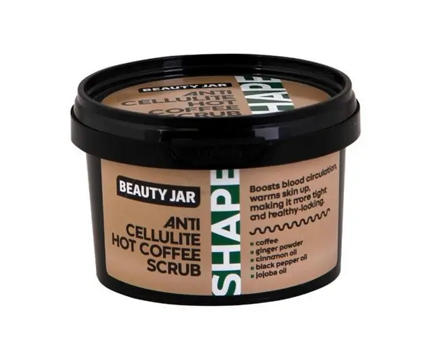 Scrub Anticelulitic cu Cafea, Ulei de Jojoba si Scortisoara - Beauty Jar Shape Line, 250 g