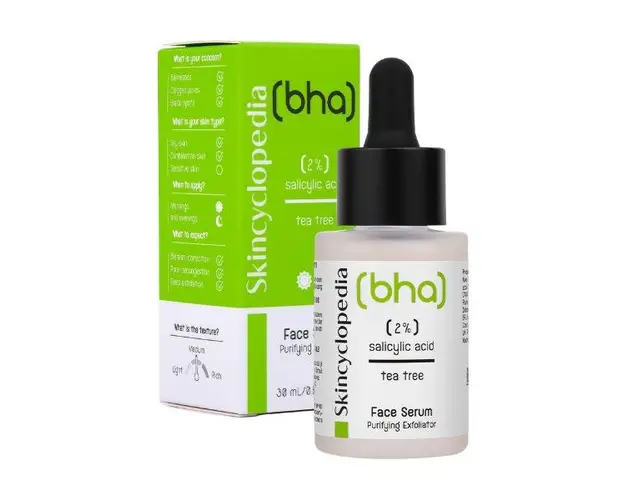 Ser Facial pentru Corectarea Imperfectiunilor cu Acid Salicilic si Ulei de Ceai - Camco Skincyclopedia Salicylic Acid &amp; Tea Tree Face Serum Purifying Exfoliator, 30 ml