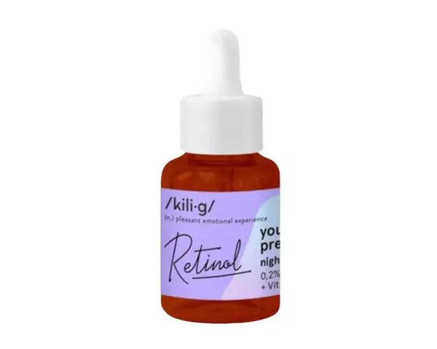 Ser Facial pentru Noapte cu Retinol, Acid Hialuronic si Vitamina E - Kilig Youth Preserving Night Serum Retinol, 30 ml