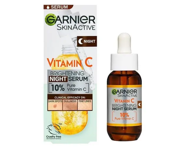 Serum de noapte Skin Naturals cu Vitamina C pura, Garnier, 30 ml