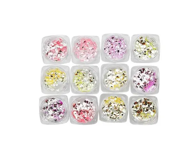 Set 12 decoratiuni unghii, Global Fashion, paiete, mix forme, Multicolor
