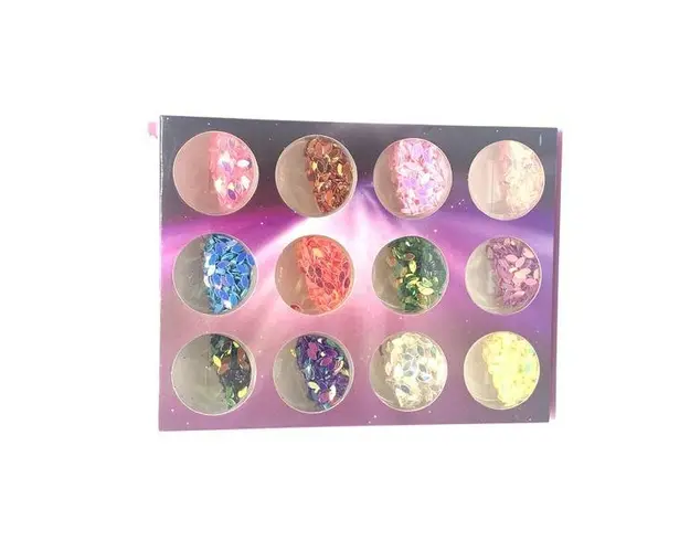 Set 12 decoratiuni unghii, Global Fashion, paiete ovale, Multicolor