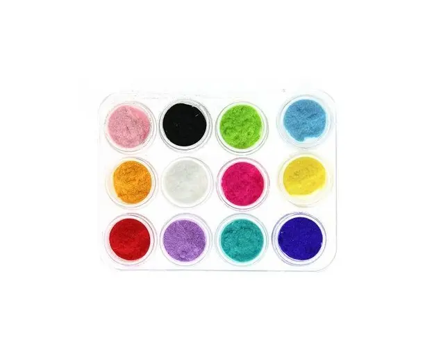 Set 12 decoratiuni unghiii, Global Fashion, tip catifea, Multicolor
