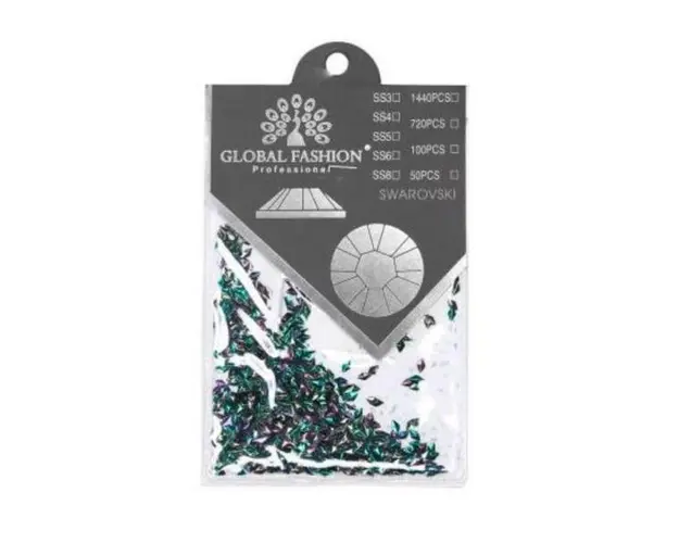Decor pentru unghii, Swarovski, Romburi 3D, Global Fashion, culoare verde