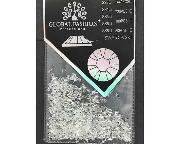 Decor pentru unghii, Swarovski, Romburi 3D, Global Fashion, argintii, set 1440 bucati