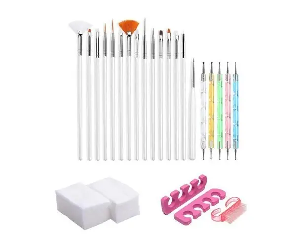 Set 15 pensule unghii albe si 208 accesorii nail art