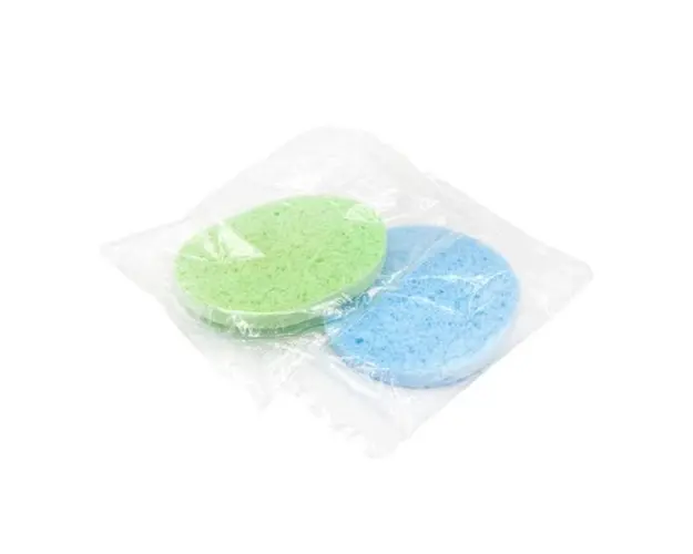 Set 2 bucati, burete pentru curatare fata, oval, albastru/verde