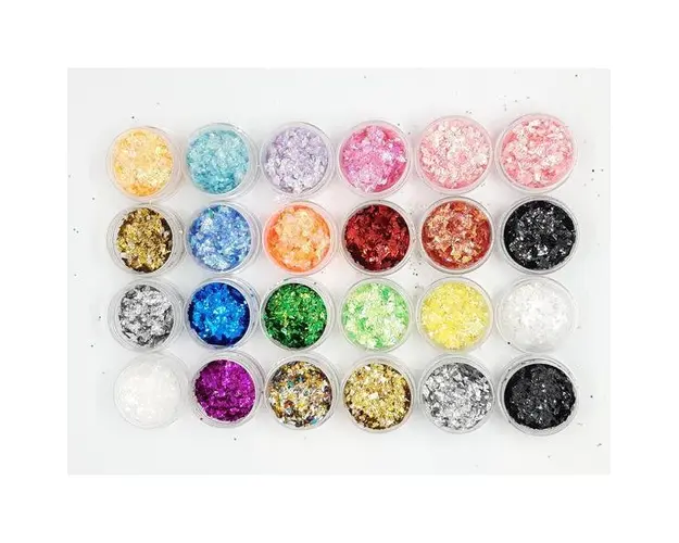 Set 24 decoratiuni unghii, Global Fashion, sclipici, A3, Multicolor