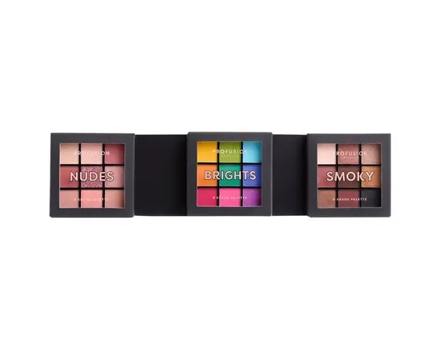 Set 3 Mini Palete Farduri Vegane, 3 x 9 Nuante - Profusion Cosmetics Ultimate Collection, 164 g