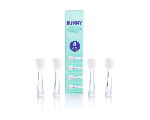 Set 4 rezerve periuta de dinti Vitammy Bunny, fibre nano, Alb