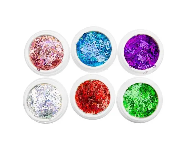 Set 6 decoratiuni unghii, Global Fashion, paiete cifre, Multicolor