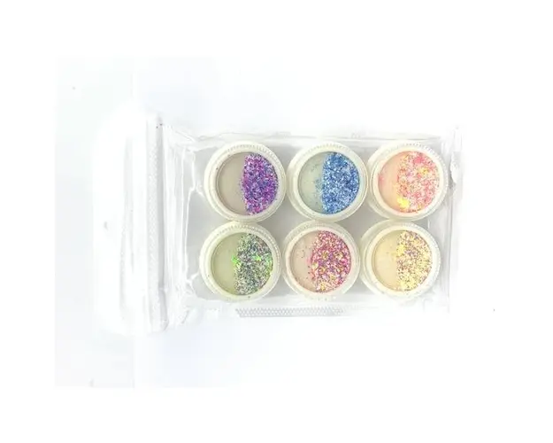 Set 6 decoratiuni unghii, paiete, Multicolor