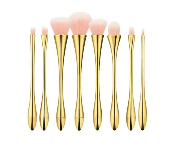 Set 8 Pensule Aurii pentru Machiaj - Mimo Makeup Brush Golden, 8 buc