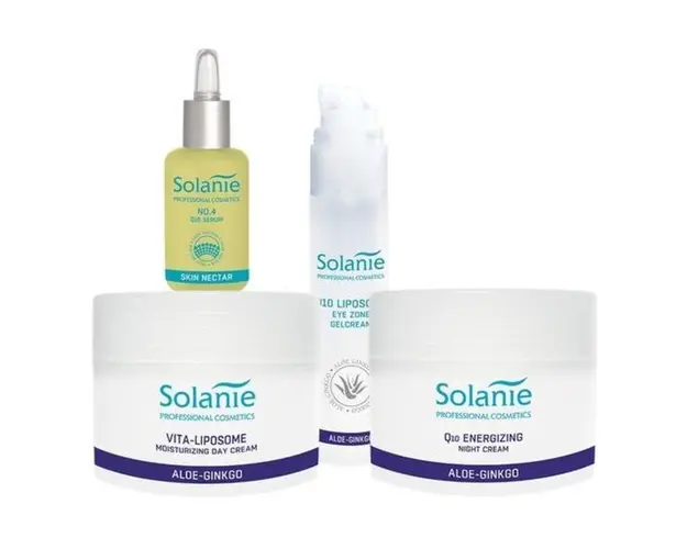 Set AntiAging pentru ten matur, uscat, sensibil - Solanie ( Crema zi 250 ml + Crema noapte 250 ml + Crema gel 50 ml + Ser 30 ml )