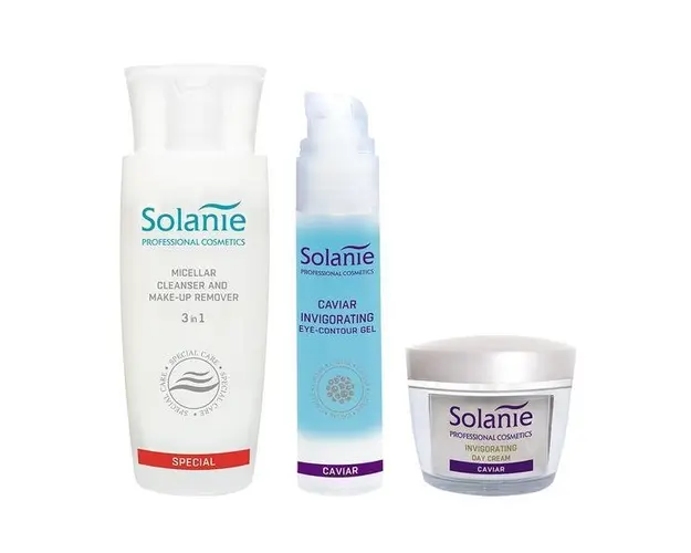 Set Antirid pentru ten matur, normal, mixt - mare - Solanie ( Lotiune 150 ml + Crema zi 50 ml + Crema gel 50 ml ) 