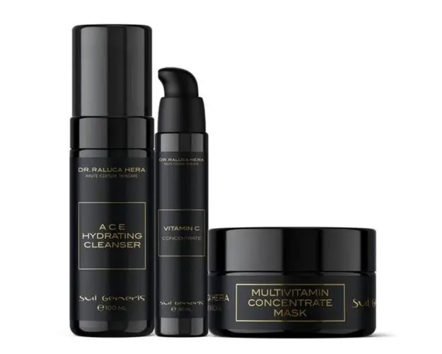 Set C-Boost, Sui Generis by Dr. Raluca Hera Haute Couture Skincare - Gel de Curatare Hidratant 100 ml, Ser Vitamina C 30 ml, Masca Reparatoare 50 ml