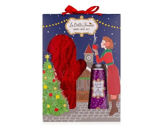 Set Cadou Craciun Accentra La Belle Femme Noel cu manusi tricotate si lotiune de maini, 60ml