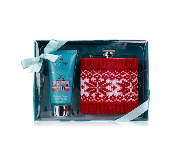 Set cadou Accentra travel Alpine Chic cu sticla de whisky si gel de dus 60ml