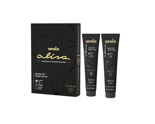 Set cadou Alisa pentru intretinerea parului dupa serviciile profesionale de indreptare Sensus Sampon restructurant 180ml + Unt restructurant 180ml