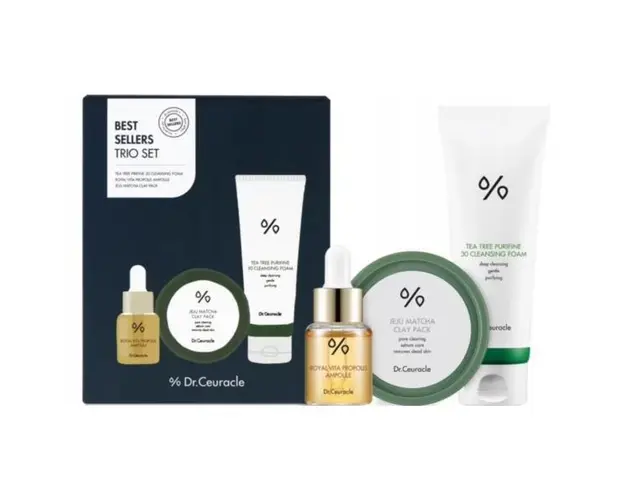 Set Cadou bestseller, Best Sellers Set Dr. Ceuracle, Cleansing Foam (150ml)+ Royal Vita Propolis 33 Ampoule (15ml) + Jeju Matcha Clay Pack (115g)