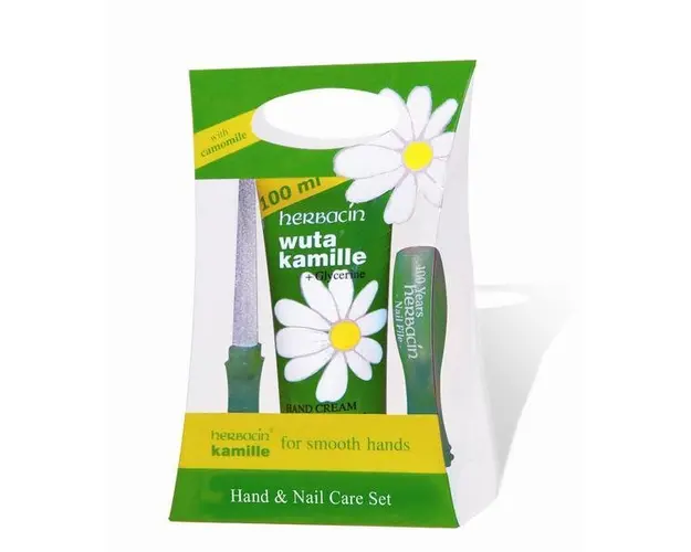 Set cadou Crema maini cu musetel (tub) + Pila de unghii, Herbacin, 100 ml