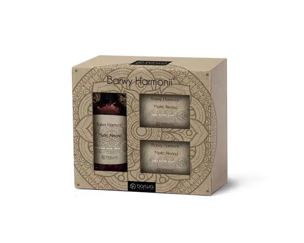Set cadou cu migdale, balsam de maini 200ml + 2 sapunuri 190 g, Barwa Cosmetics