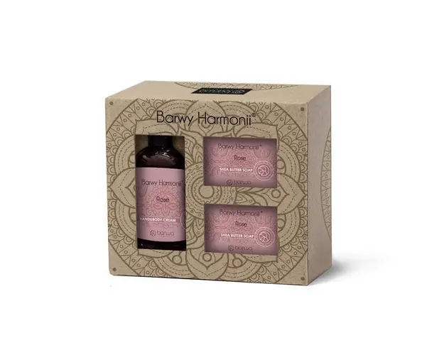 Set cadou cu trandafiri, balsam de maini 200ml + 2 sapunuri 190g Barwa Cosmetics
