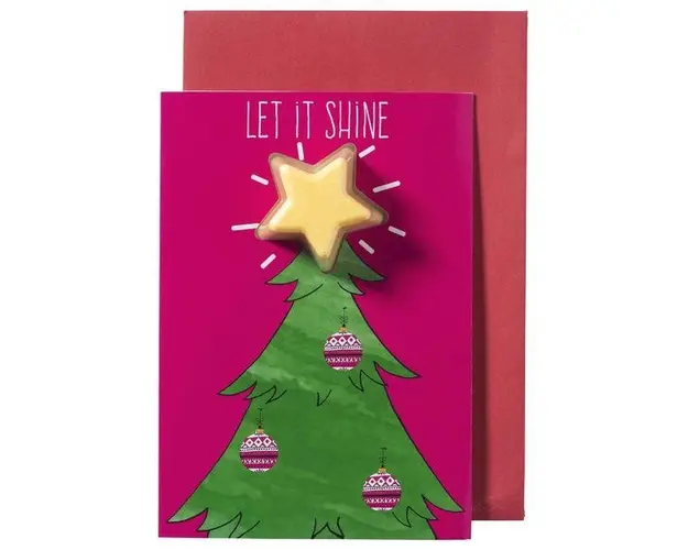 Set cadou Felcitare cu bila efervescenta de baie 40g + plic Let It Shine, Bomb Cosmetics
