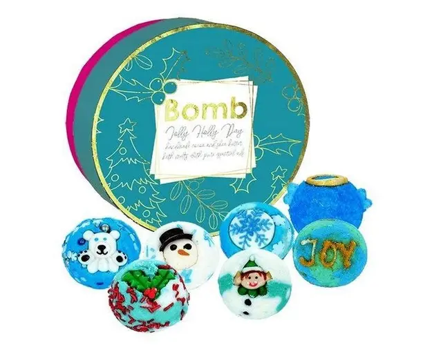 Set cadou Jolly Holly Day Creamer, 7 produse, bile de baie 7x160g, Bomb Cosmetics