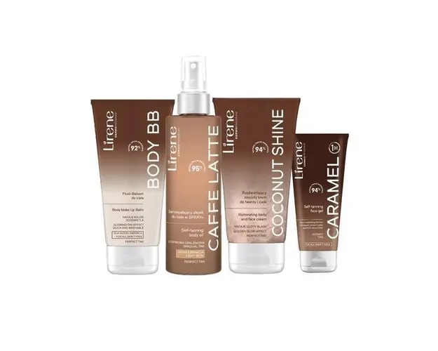Set Cadou Lirene Tan ( Gel pentru fata autobronzant 150ml, Crema iluminatoare 150ml, Ulei uscat autobronzant 190ml, Balsam autobronzant 175ml )