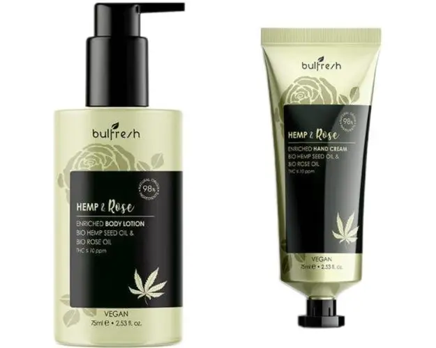 Set cadou: Lotiune pentru corp Bulfresh 250 ml + Crema pentru maini cu trandafir si canepa Bulfresh 75ml