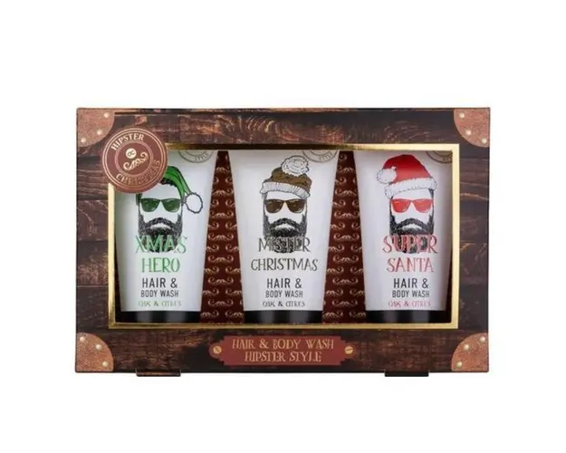 Set cadou pentru barbati Accentra Bath Hipster Style XMAS, 3 gel de dus 2&amp;1 100ml