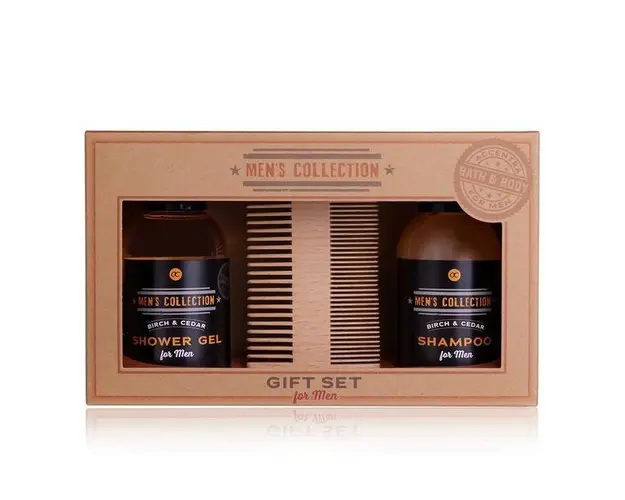 Set cadou pentru barbati Accentra Gift Set Men&#039;s Collection cu Gel de dus 100ml, Sampon 100ml, Piepten din lemn