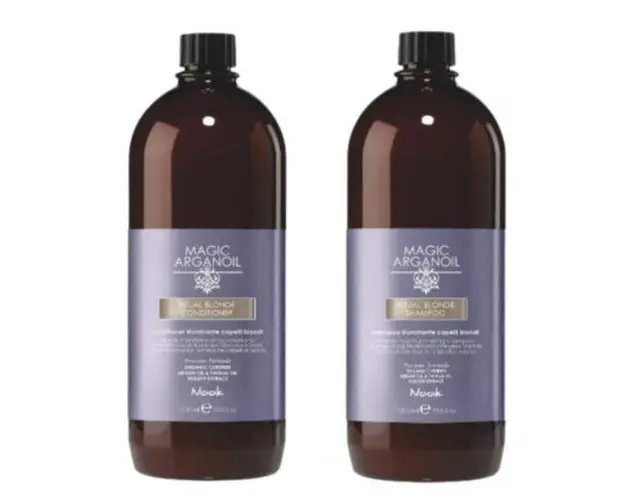 Set Cadou pentru iluminare si neutralizare par blond Nook Balsam 1000ml + Sampon 1000ml