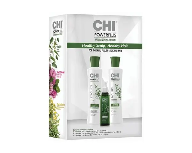Set cadou pentru par si scalp - Chi Powerplus Starter Kit: Sampon 355ml + Balsam 355ml + Tratament 104ml
