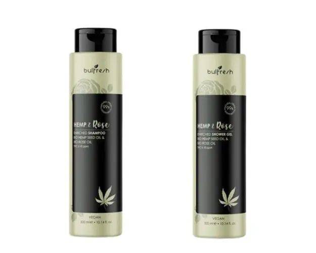 Set cadou: Sampon Bulfresh 300 ml+ Gel de duş Bulfreshcu trandafir si c&acirc;nepa 300 ml